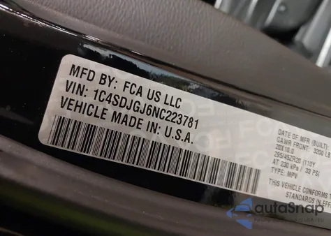 2022 Dodge Durango Srt 392 Awd z USA, uszkodzony, nr VIN 1C4SDJGJ6NC223781